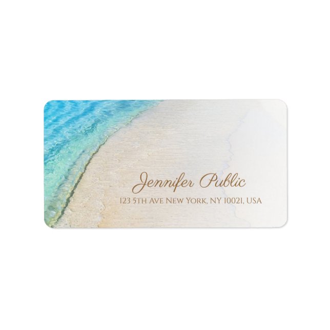 Seaside Beach Modern Handwritten Script Address Label (Front)