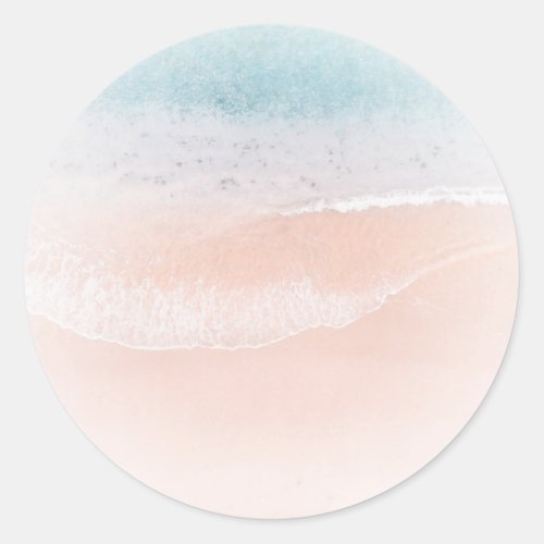 Seaside Beach Sand Blue Sea Blank Template Classic Round Sticker