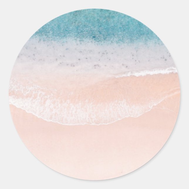 Seaside Beach Sand Blue Sea Custom Blank Template Classic Round Sticker (Front)