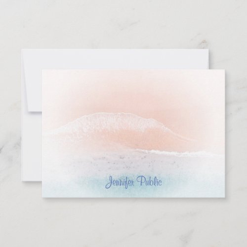 Seaside Beach Sand Sea Hand Script Monogrammed Note Card