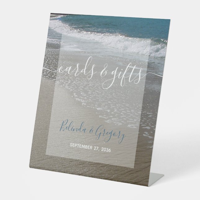Seaside Beach & Sand Wedding Cards & Gifts Pedestal Sign (Front)