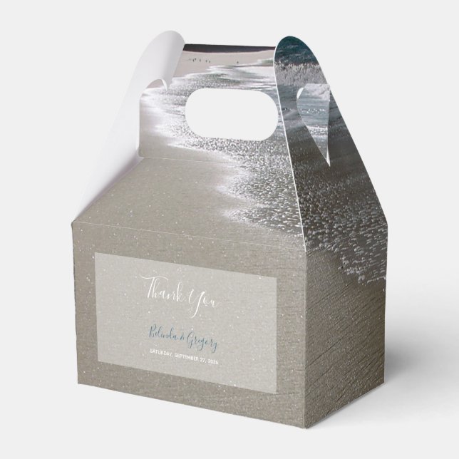 Seaside Beach & Sand Wedding Favor Boxes (Front Side)