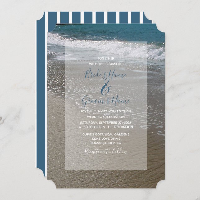 Seaside Beach & Sand Wedding Invitations (Front/Back)