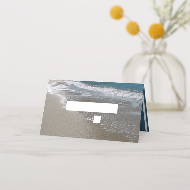 Seaside Beach & Sand Wedding Place Card (Front)