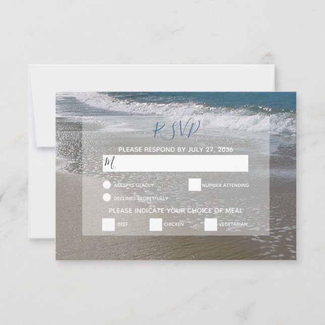 Seaside Beach & Sand Wedding RSVP Cards (Front)