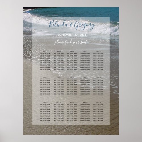 Seaside Beach  Sand Wedding Seating Chart