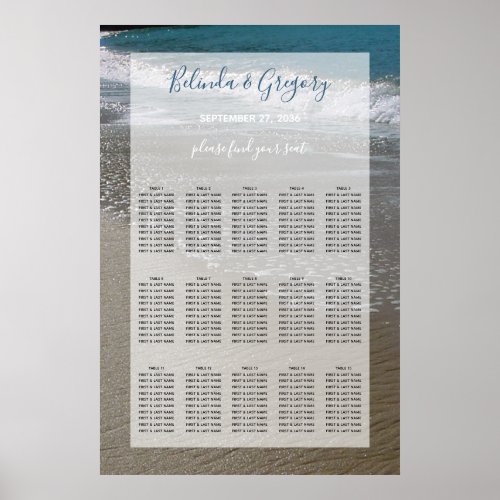 Seaside Beach  Sand Wedding Seating Chart