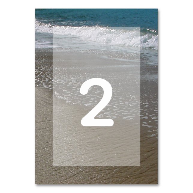 Seaside Beach & Sand Wedding Table Number (Front)