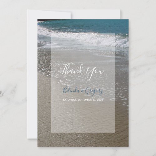 Seaside Beach  Sand Wedding Thank You Card