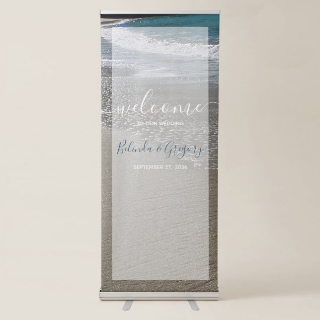 Seaside Beach & Sand Wedding Welcome Sign (Front)