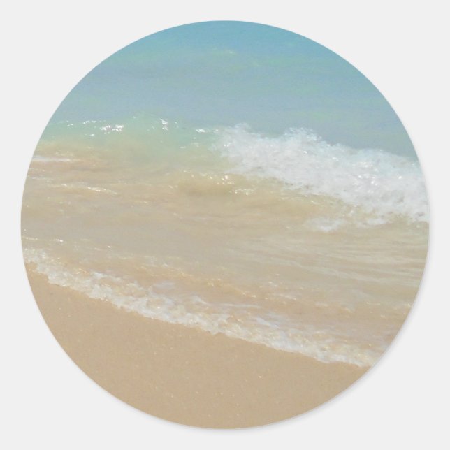 Seaside Beach Sea Waves Blank Template Classic Round Sticker (Front)
