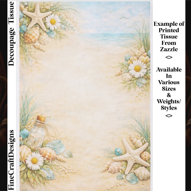 Seaside Beach Shell & Starfish Frame FE9 Decoupage Tissue Paper (Creator Uploaded)
