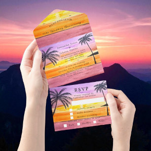 Seaside Beach Tropical Wedding Anniversary All In One Invitation