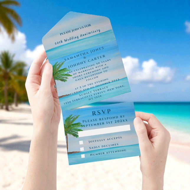 Seaside Beach Tropical Wedding Anniversary All In One Invitation (Creator Uploaded)