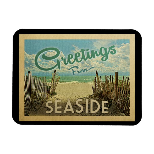 Seaside Beach Vintage Travel Magnet (Horizontal)