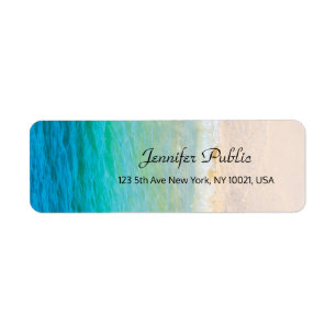 Seaside Beach Waves Sand Custom Handwritten Script Label