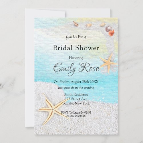 Seaside Beach White Sand Bridal Shower Invitation