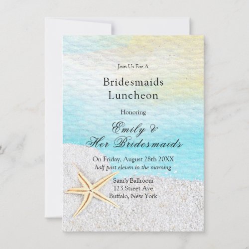 Seaside Beach White Sand Bridesmaids Luncheon Invitation
