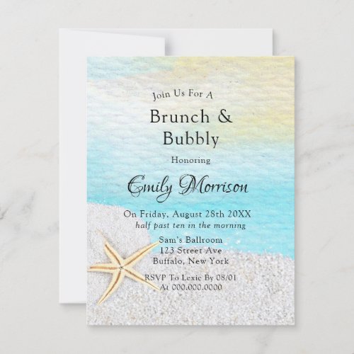 Seaside Beach White Sand Brunch and Bubbly Invitation