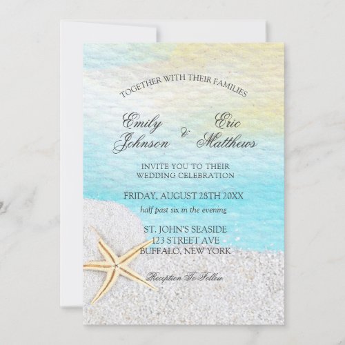 Seaside Beach White Sand Wedding Invitation