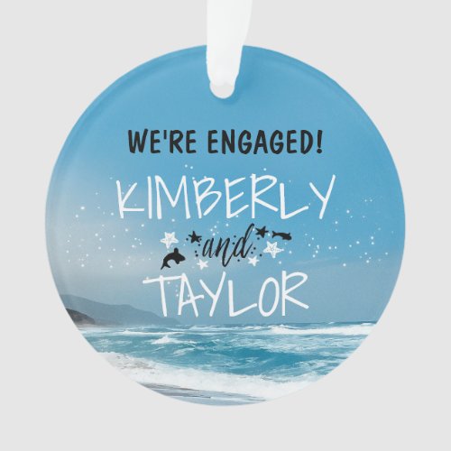 Seaside - Blue Beach Wedding / Engagement Ornament