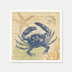 Seaside Blue Crab Collage Napkins