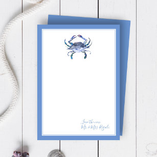 Seaside Blue Crab Wedding Thank You Cards