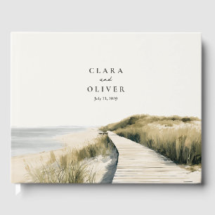 Seaside Cape Cod Grass Dune Ocean View Wedding Guest Book