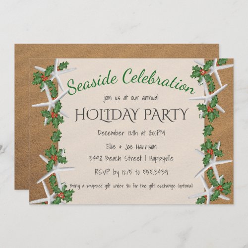 Seaside Celebration Starfish Holiday Party Invitation