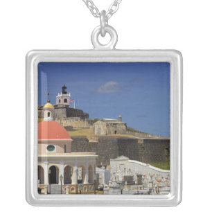 Seaside cemetery of Puerto Rico Silver Plated Necklace
