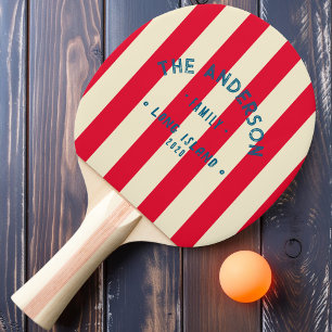 Seaside Cherry Picking Pink Striping & Family Name Ping Pong Paddle