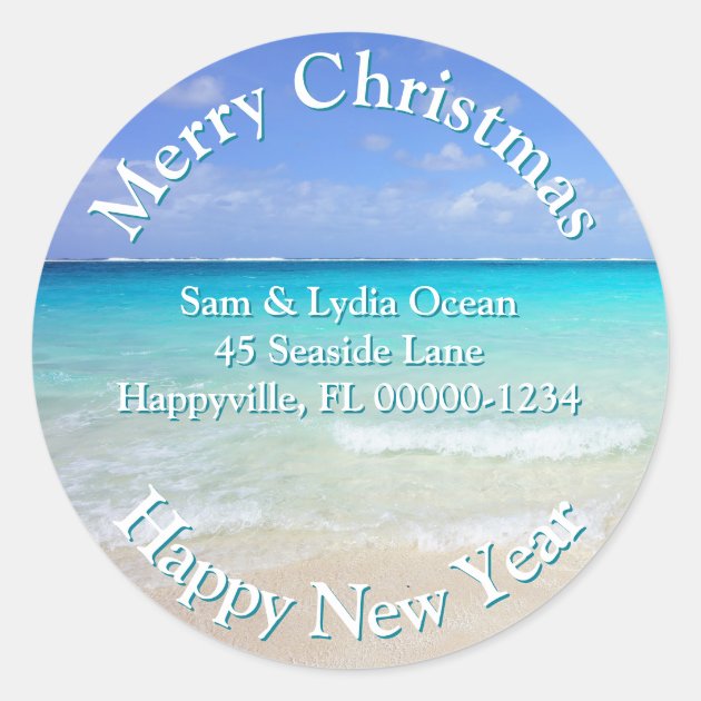 Seaside Christmas Tropical Address Labels