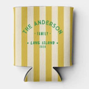 Seaside Clean Burnt Lemon Striping & Family Name Can Cooler