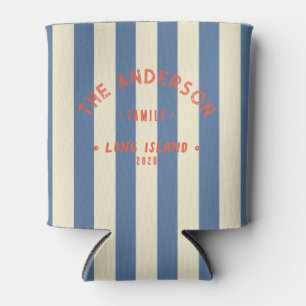 Seaside Clean Capri Blue Striping & Family Name Can Cooler