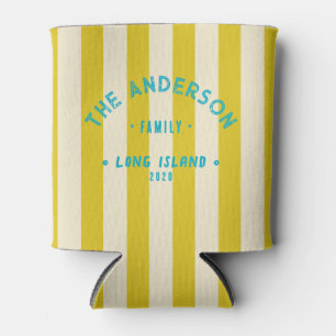 Seaside Clean Dark Lemon Striping & Family Name Can Cooler