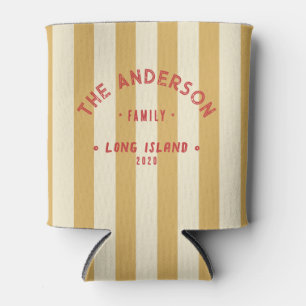 Seaside Clean Sand Sunrise Striping & Family Name Can Cooler