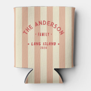 Seaside Clean Sweet Peach Striping & Family Name Can Cooler