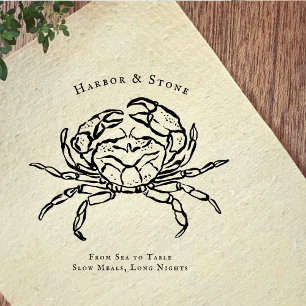Seaside Coastal Crab Illustration Rubber Stamp