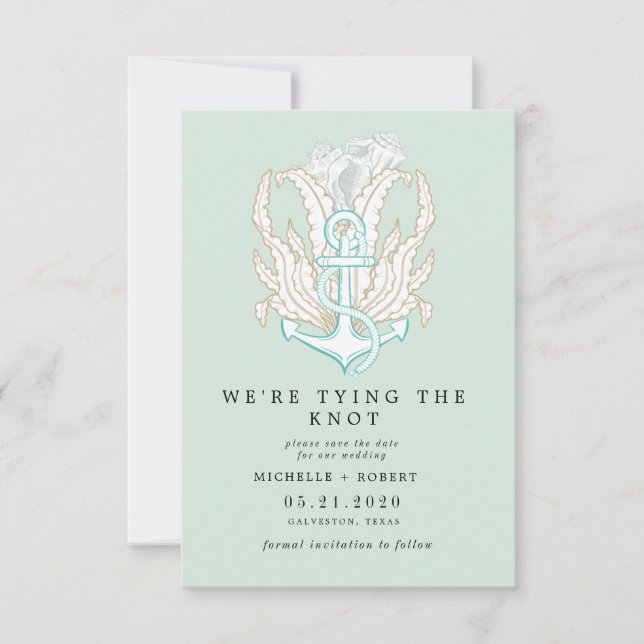 seaside coastal elegant  Photo Save The Date Invitation (Front)