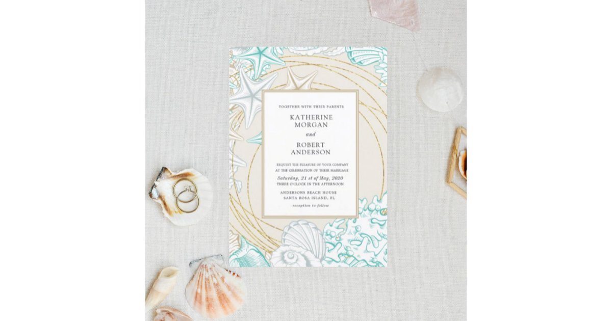 seaside coastal elegant Wedding Invitation | Zazzle