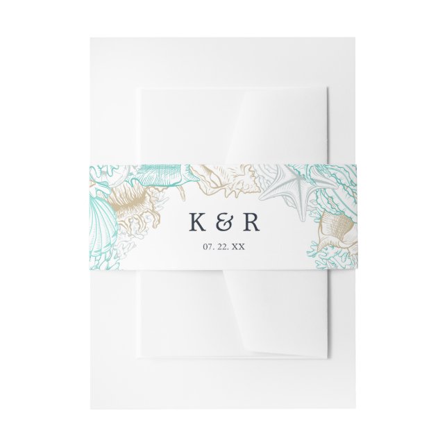 seaside coastal turquoise Wedding Belly Band (Front Example)