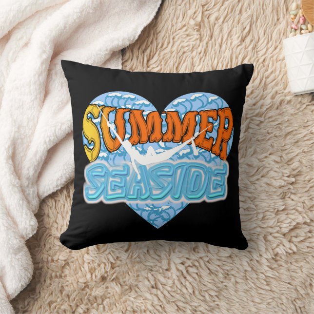 Seaside Cocktails Surf Shop Throw Pillow (Blanket)