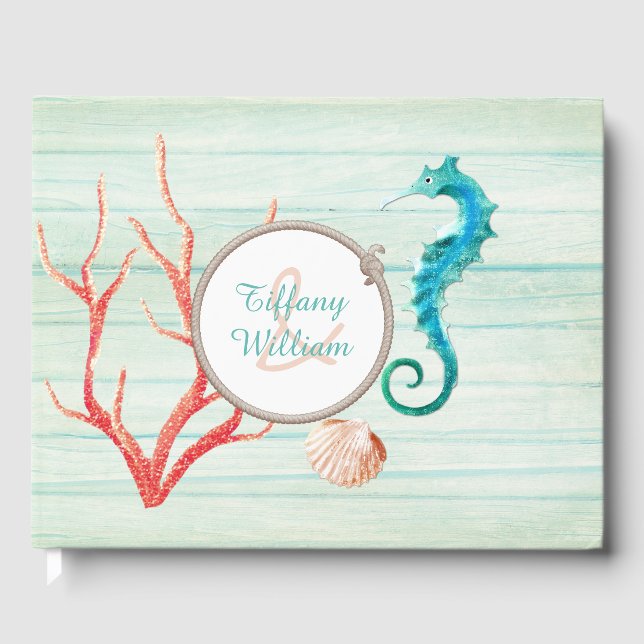 Seaside Cottage Chic Wedding Guest Book (Front)