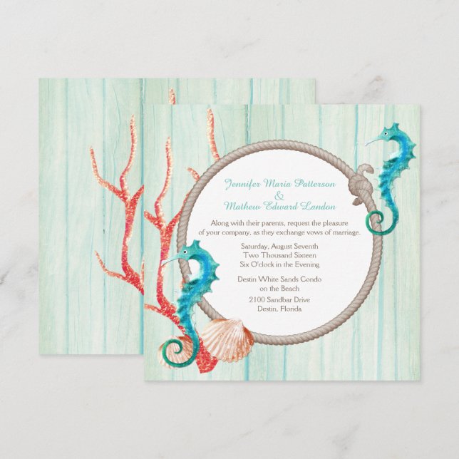 Seaside Cottage Chic Wedding Invitation (Front/Back)