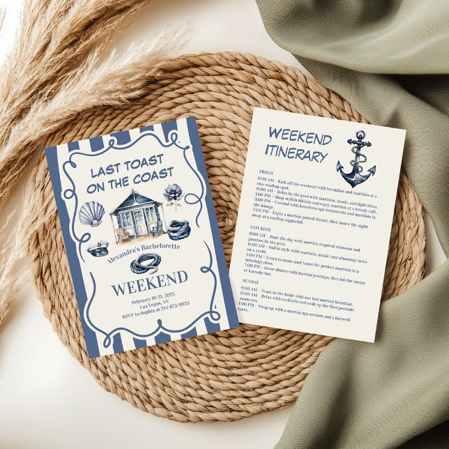 Seaside Cottage Rope Nautical Blue Bachelorette Invitation (Creator Uploaded)