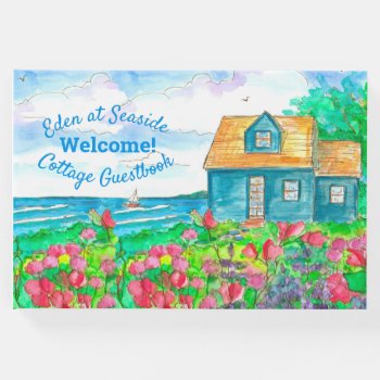 Seaside Cottage Sweet Peas Ocean Sailboat Guest Book by CountryGarden at Zazzle
