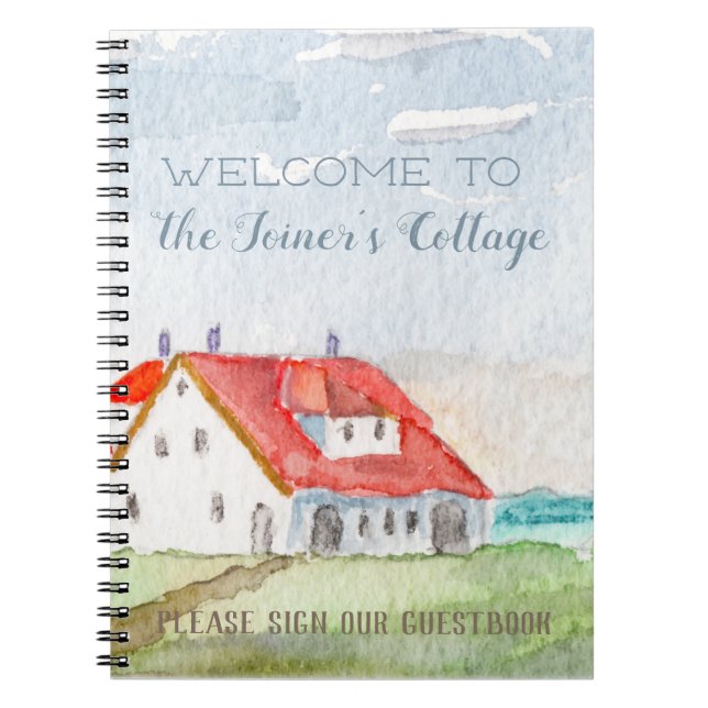 Seaside Cottage Welcome Personalized Notebook (Front)