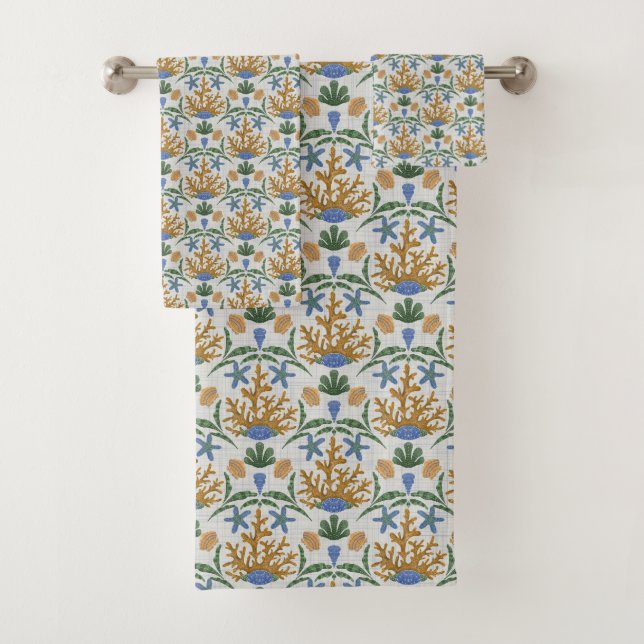 Seaside Crab Pattern Towel Set (Insitu)
