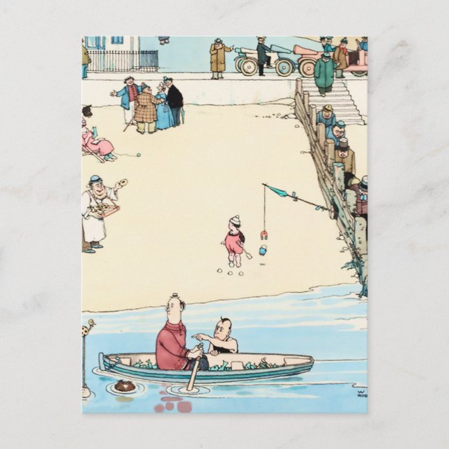 “Seaside Crime” by W Heath Robinson Postcard (Front)