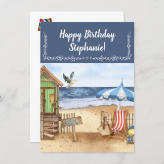Seaside Day at the Beach Personalized Thank You Card